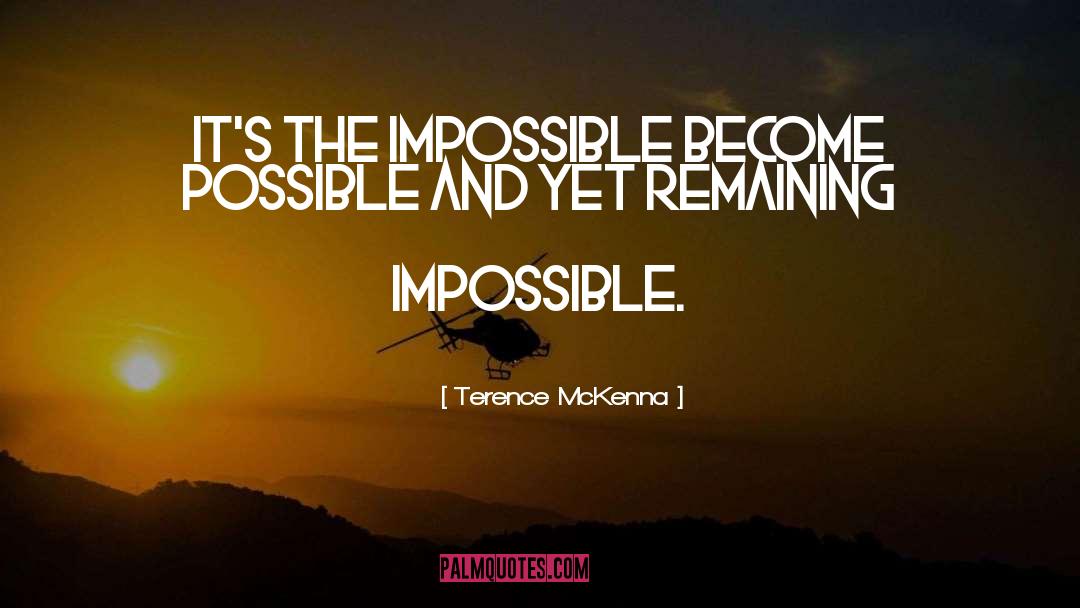 Terence McKenna Quotes: It's the impossible become possible