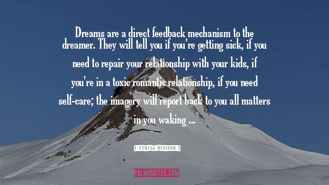 Teresa DeCicco Quotes: Dreams are a direct feedback