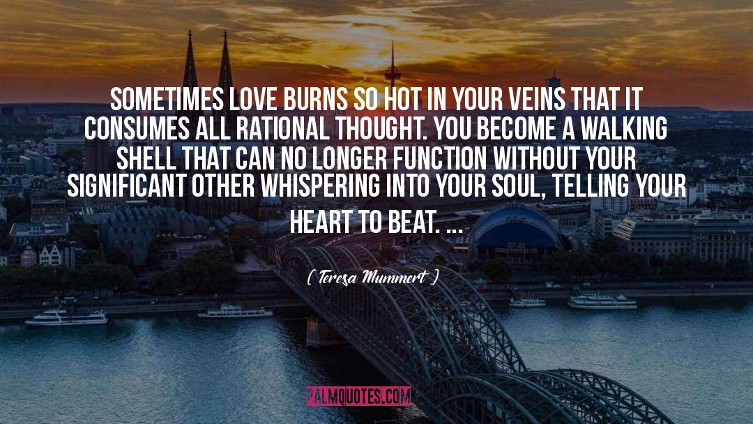 Teresa Mummert Quotes: Sometimes love burns so hot