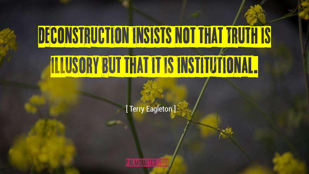 Terry Eagleton Quotes: Deconstruction insists not that truth