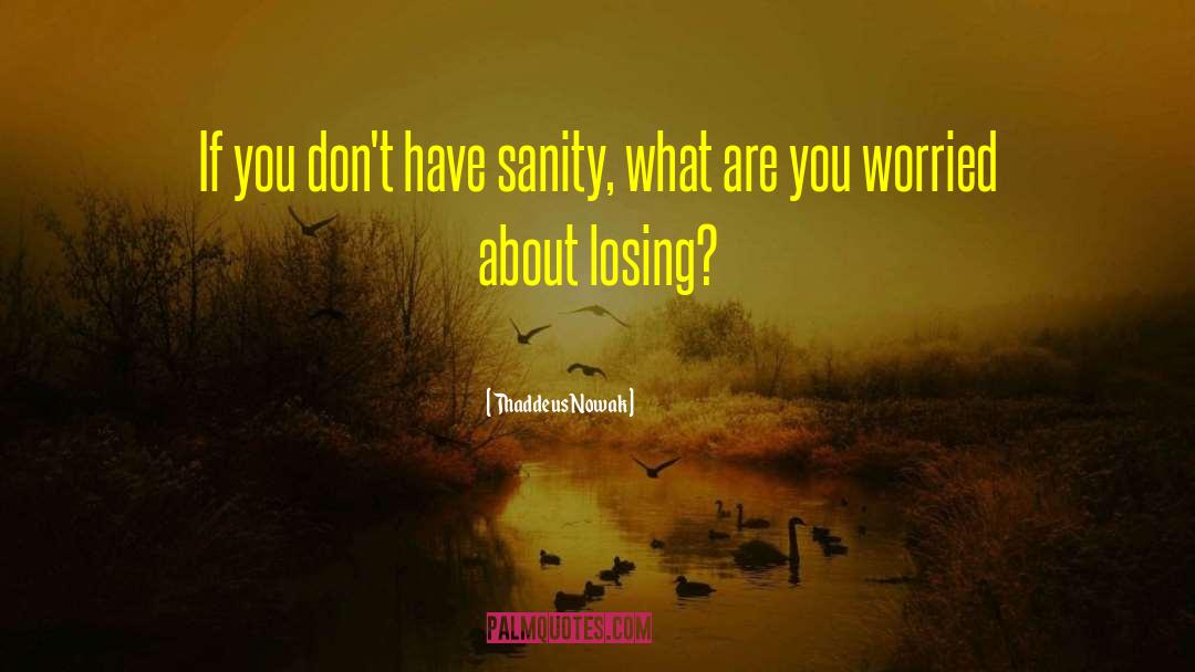 Thaddeus Nowak Quotes: If you don't have sanity,