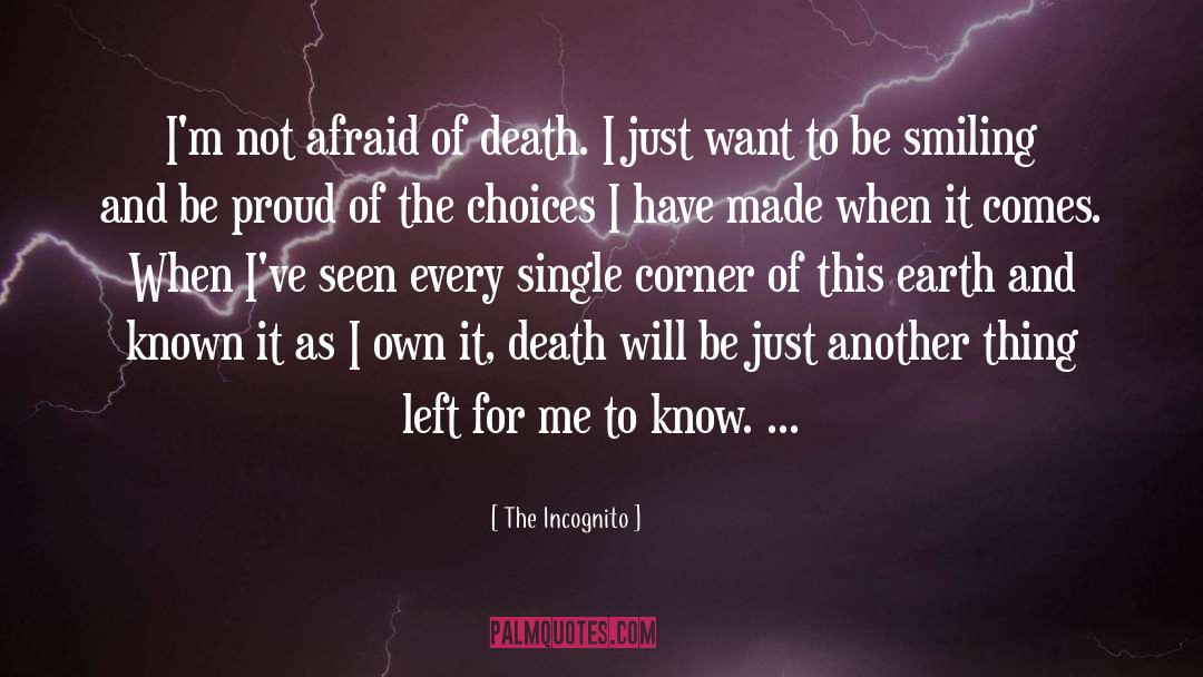 The Incognito Quotes: I'm not afraid of death.