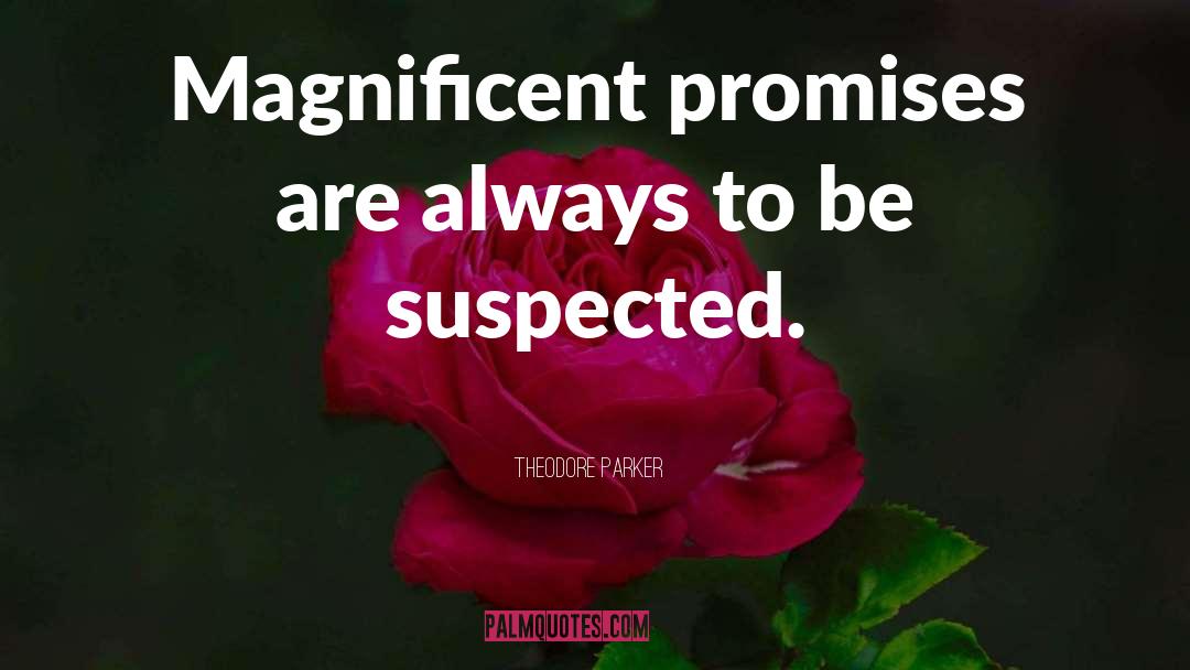 Theodore Parker Quotes: Magnificent promises are always to
