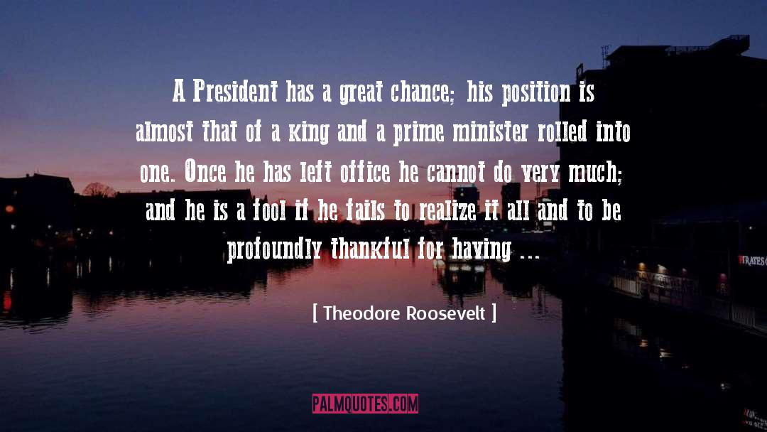 Theodore Roosevelt Quotes: A President has a great