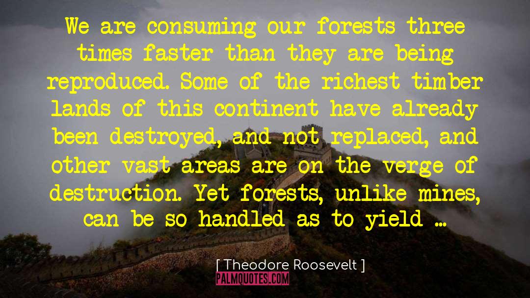 Theodore Roosevelt Quotes: We are consuming our forests