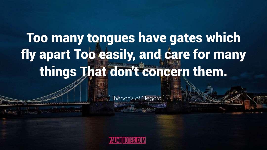 Theognis Of Megara Quotes: Too many tongues have gates
