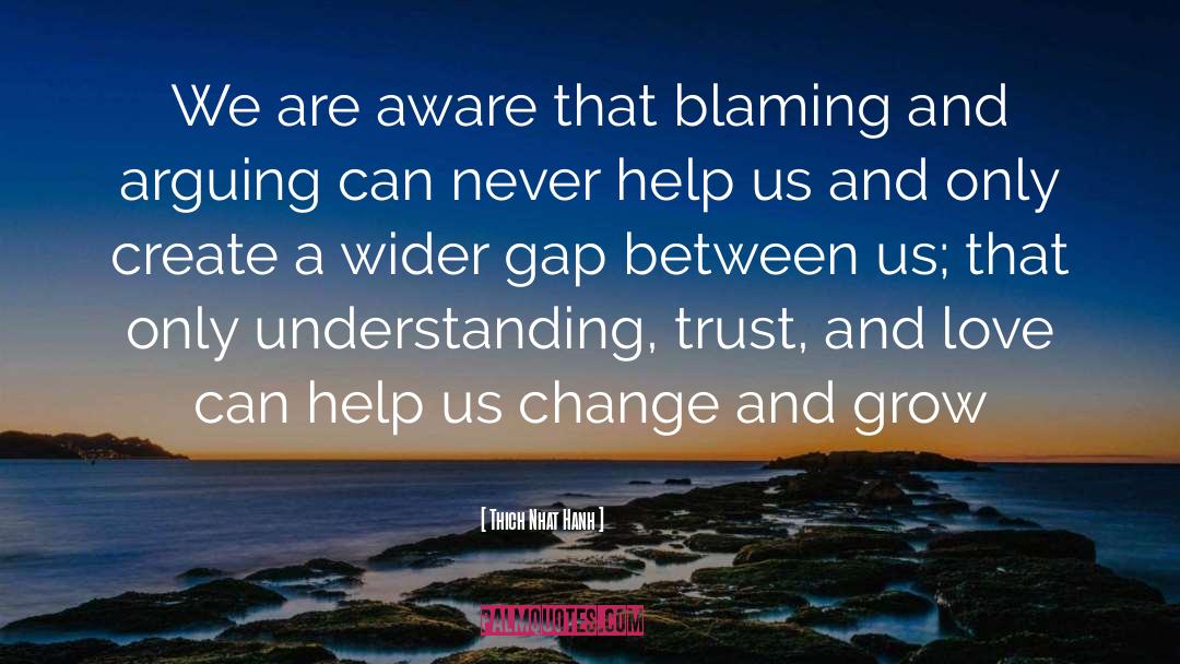 Thich Nhat Hanh Quotes: We are aware that blaming