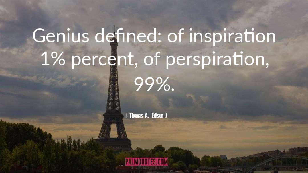 Thomas A. Edison Quotes: Genius defined: of inspiration 1%