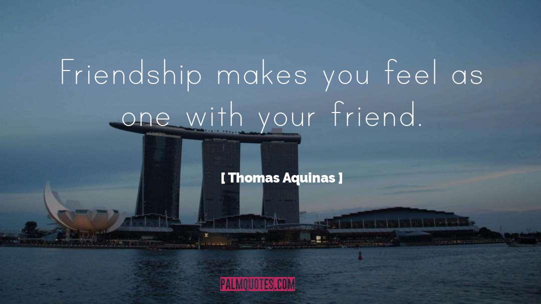 Thomas Aquinas Quotes: Friendship makes you feel as