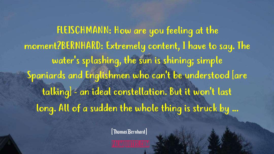 Thomas Bernhard Quotes: FLEISCHMANN: How are you feeling
