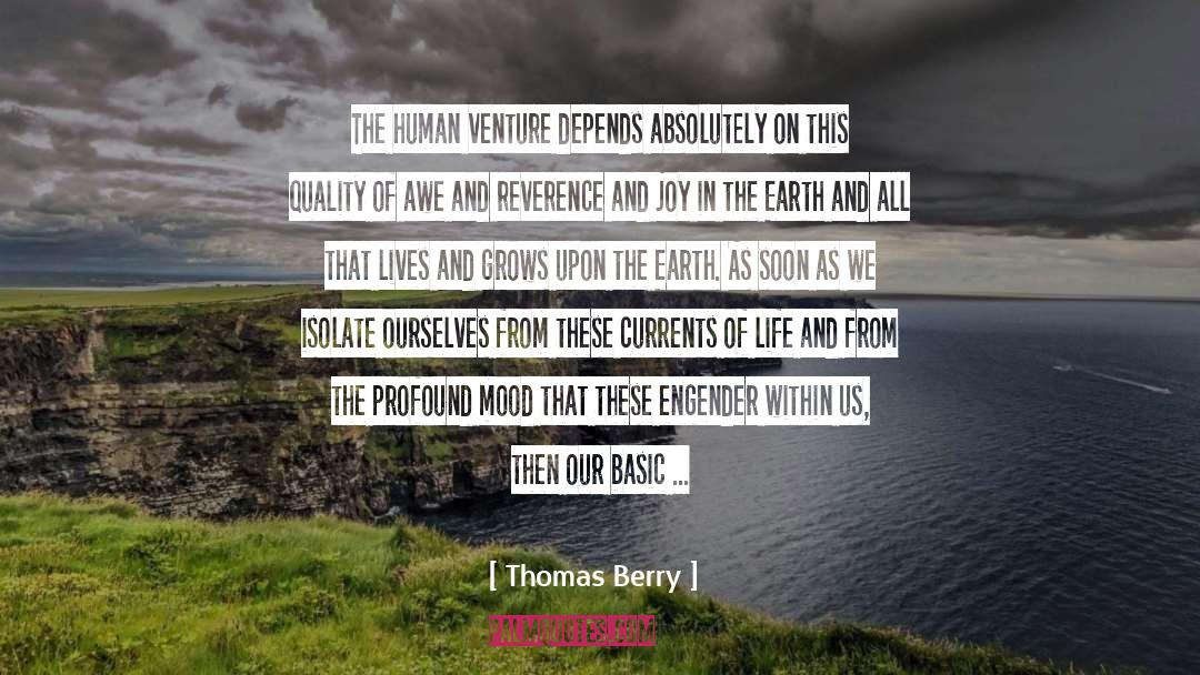 Thomas Berry Quotes: The human venture depends absolutely