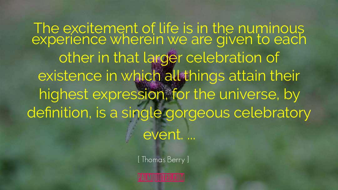 Thomas Berry Quotes: The excitement of life is