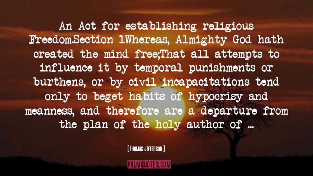 Thomas Jefferson Quotes: An Act for establishing religious