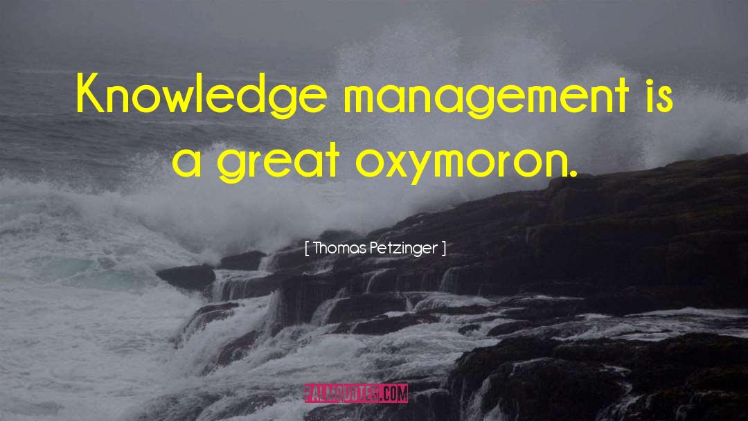 Thomas Petzinger Quotes: Knowledge management is a great