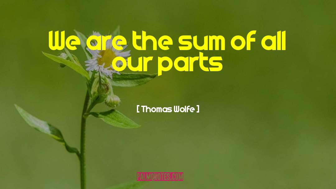 Thomas Wolfe Quotes: We are the sum of