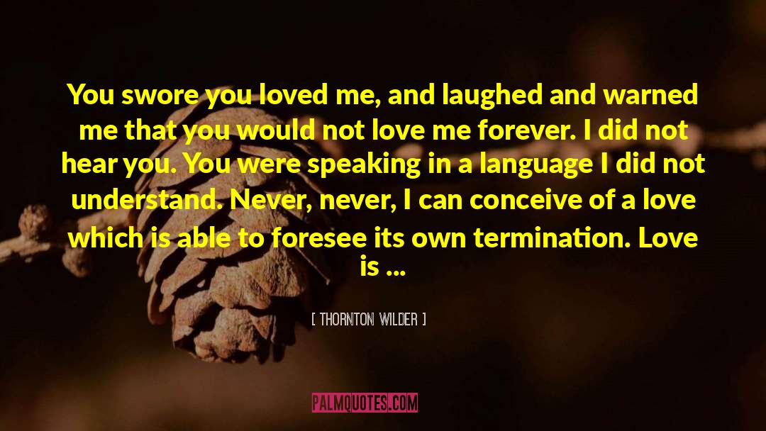Thornton Wilder Quotes: You swore you loved me,