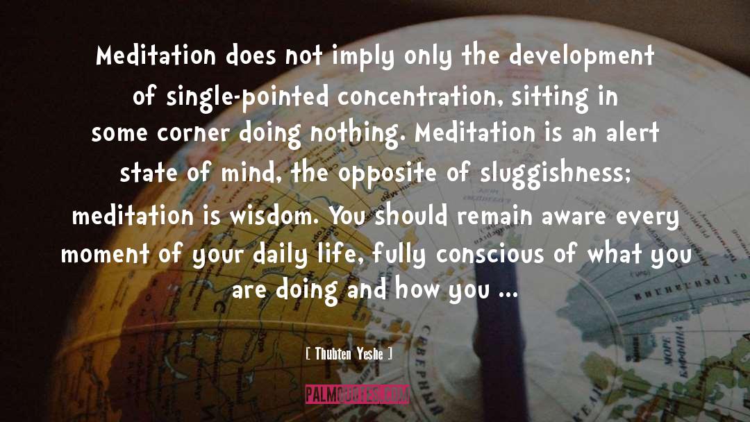 Thubten Yeshe Quotes: Meditation does not imply only