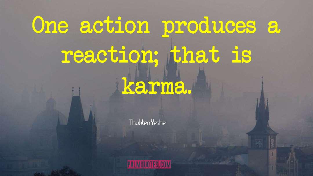 Thubten Yeshe Quotes: One action produces a reaction;