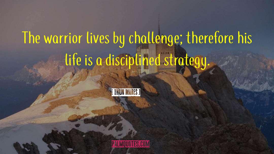 Théun Mares Quotes: The warrior lives by challenge;