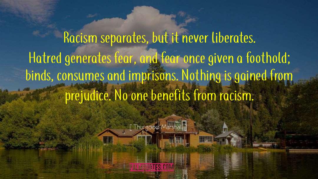 Thurgood Marshall Quotes: Racism separates, but it never