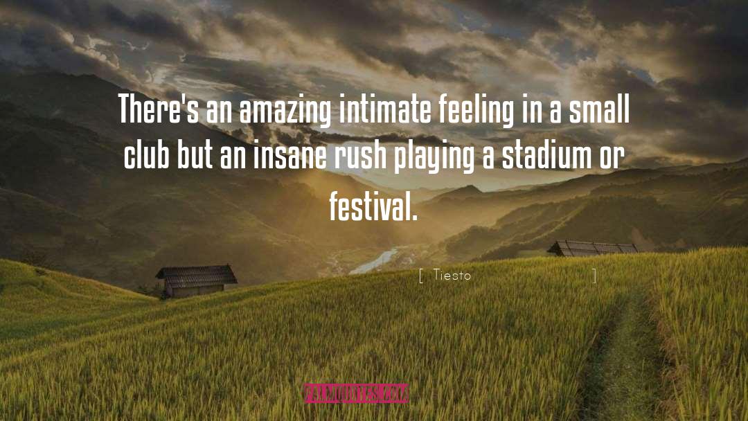 Tiesto Quotes: There's an amazing intimate feeling