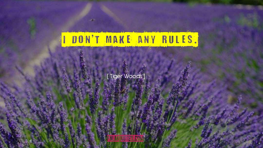 Tiger Woods Quotes: I don't make any rules.