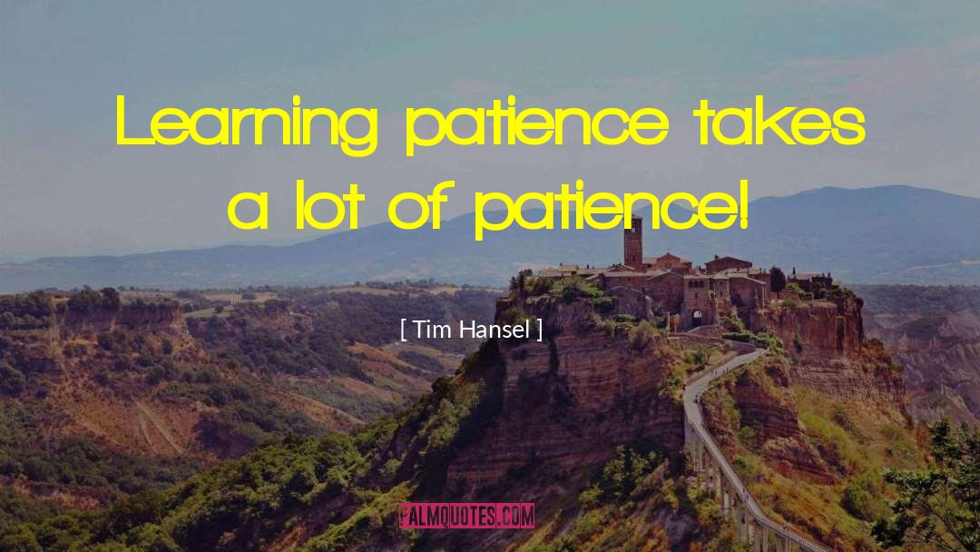 Tim Hansel Quotes: Learning patience takes a lot