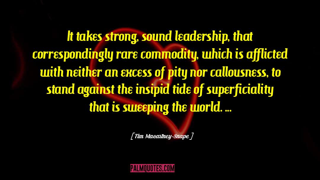 Tim Macartney-Snape Quotes: It takes strong, sound leadership,