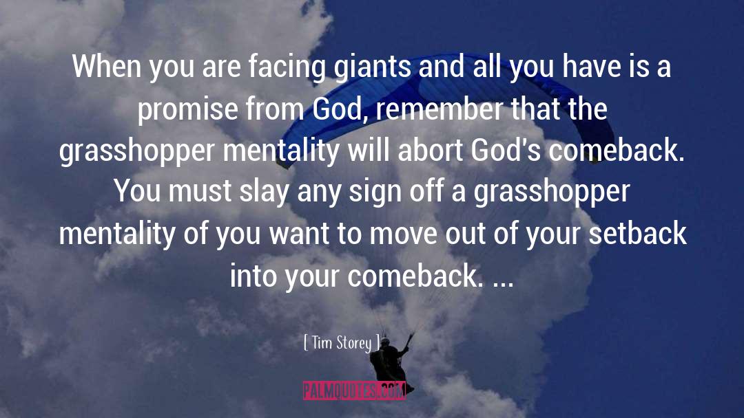 Tim Storey Quotes: When you are facing giants