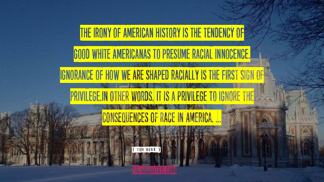 Tim Wise Quotes: The irony of American history
