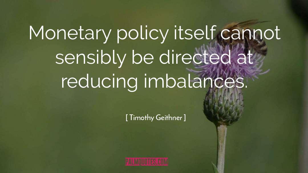 Timothy Geithner Quotes: Monetary policy itself cannot sensibly