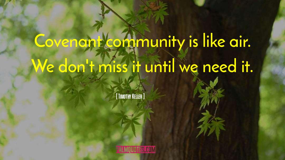 Timothy Keller Quotes: Covenant community is like air.