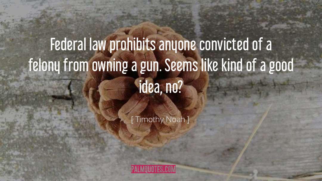 Timothy Noah Quotes: Federal law prohibits anyone convicted