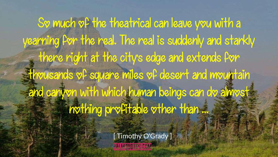 Timothy O'Grady Quotes: So much of the theatrical