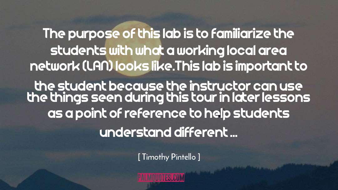 Timothy Pintello Quotes: The purpose of this lab