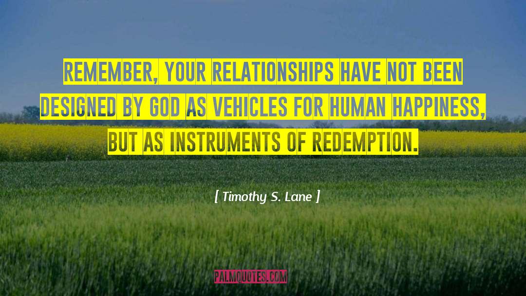 Timothy S. Lane Quotes: Remember, your relationships have not