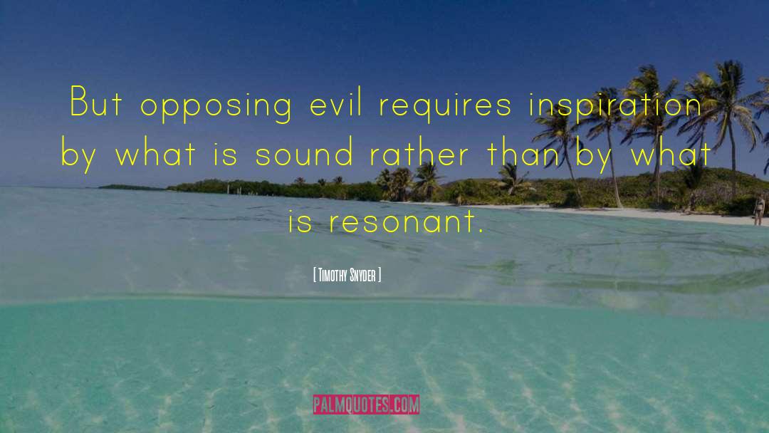 Timothy Snyder Quotes: But opposing evil requires inspiration