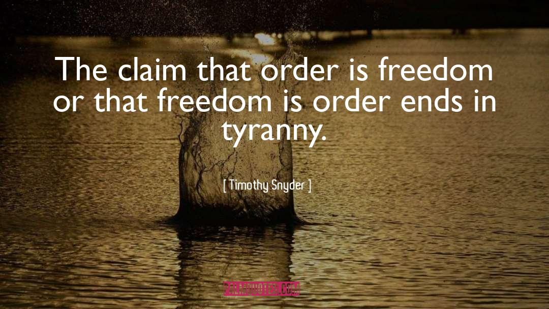 Timothy Snyder Quotes: The claim that order is