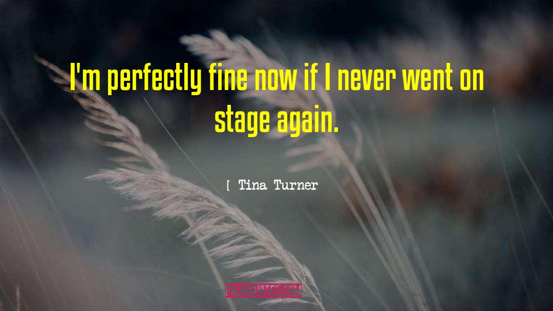 Tina Turner Quotes: I'm perfectly fine now if