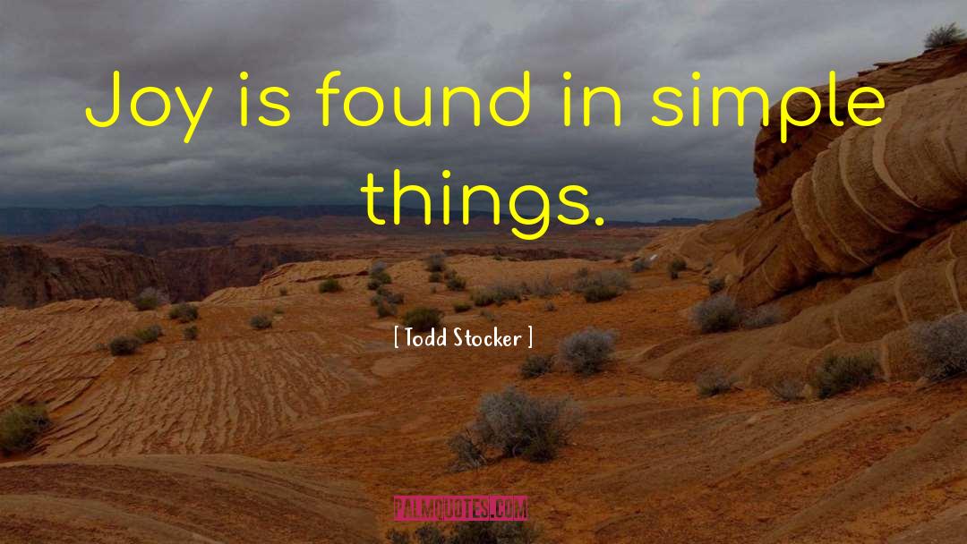 Todd Stocker Quotes: Joy is found in simple