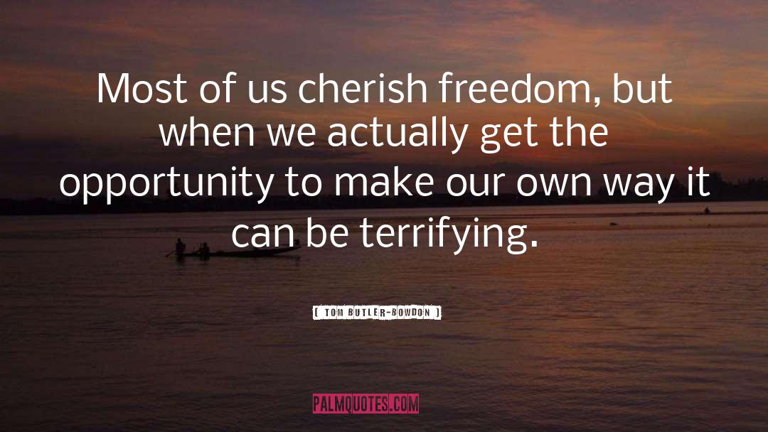 Tom Butler-Bowdon Quotes: Most of us cherish freedom,