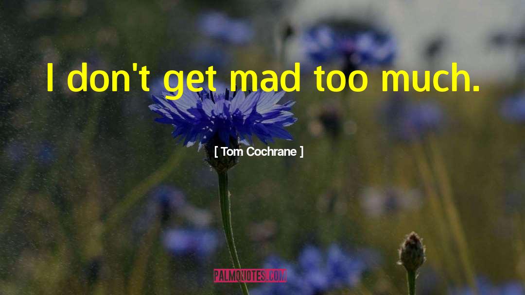 Tom Cochrane Quotes: I don't get mad too