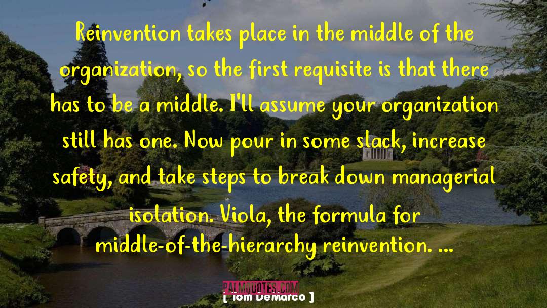 Tom DeMarco Quotes: Reinvention takes place in the
