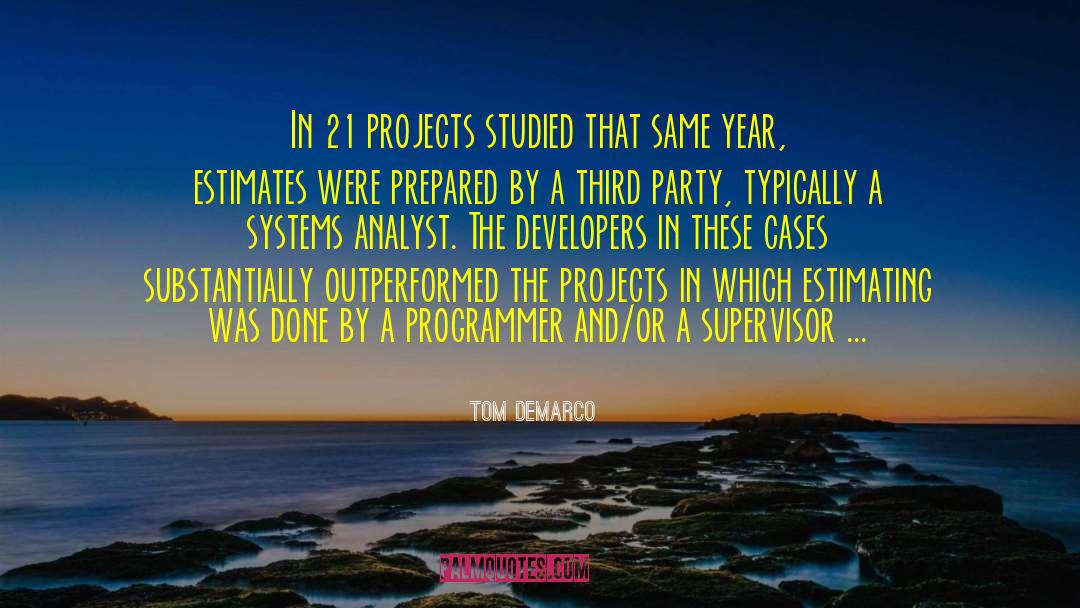 Tom DeMarco Quotes: In 21 projects studied that