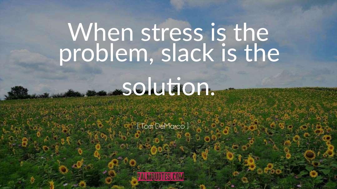 Tom DeMarco Quotes: When stress is the problem,