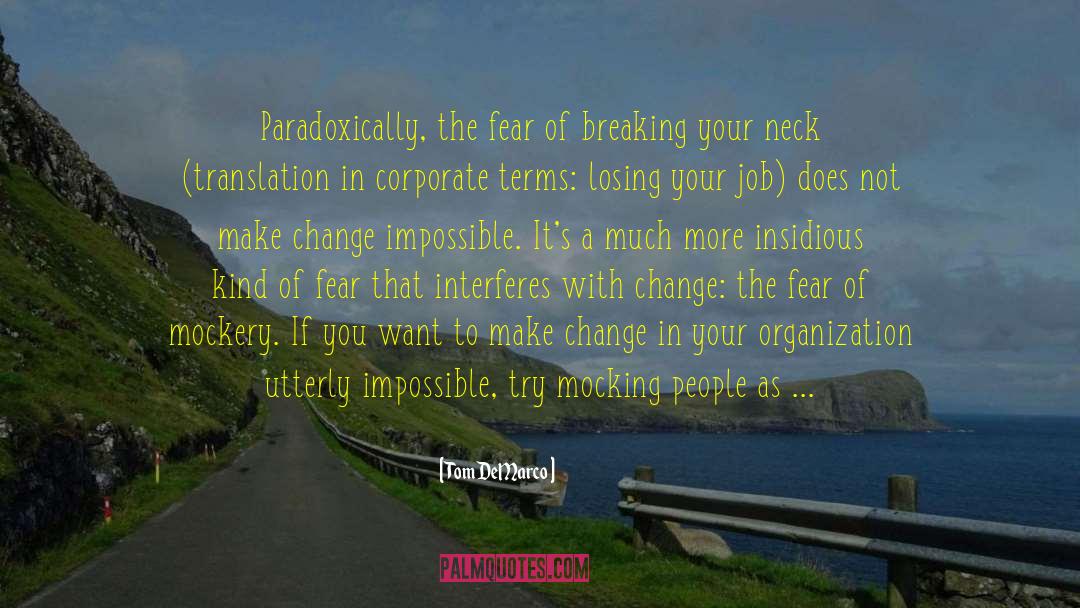 Tom DeMarco Quotes: Paradoxically, the fear of breaking