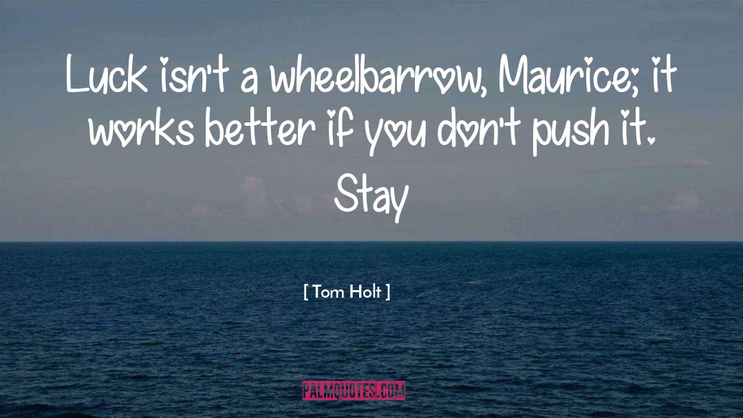 Tom Holt Quotes: Luck isn't a wheelbarrow, Maurice;