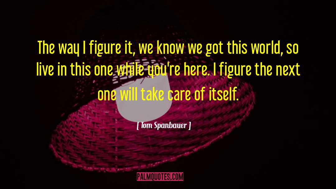 Tom Spanbauer Quotes: The way I figure it,