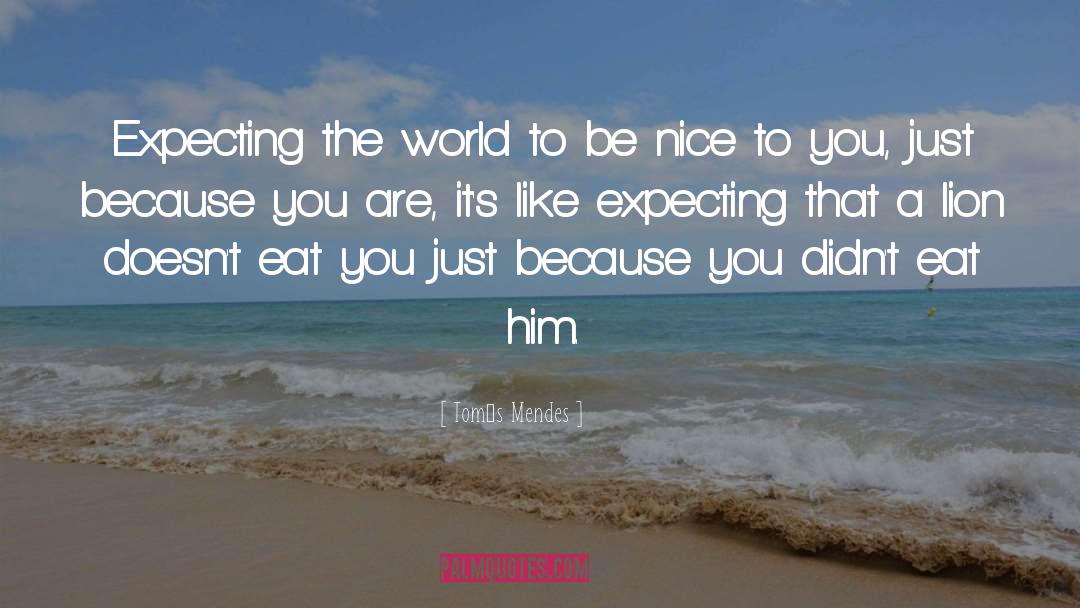 Tomás Mendes Quotes: Expecting the world to be