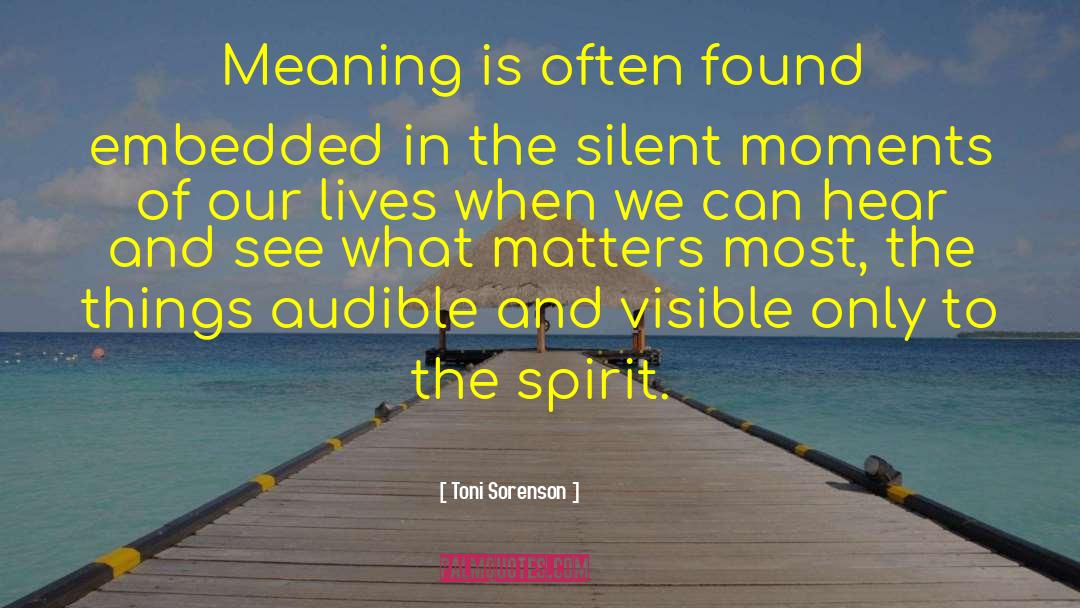 Toni Sorenson Quotes: Meaning is often found embedded